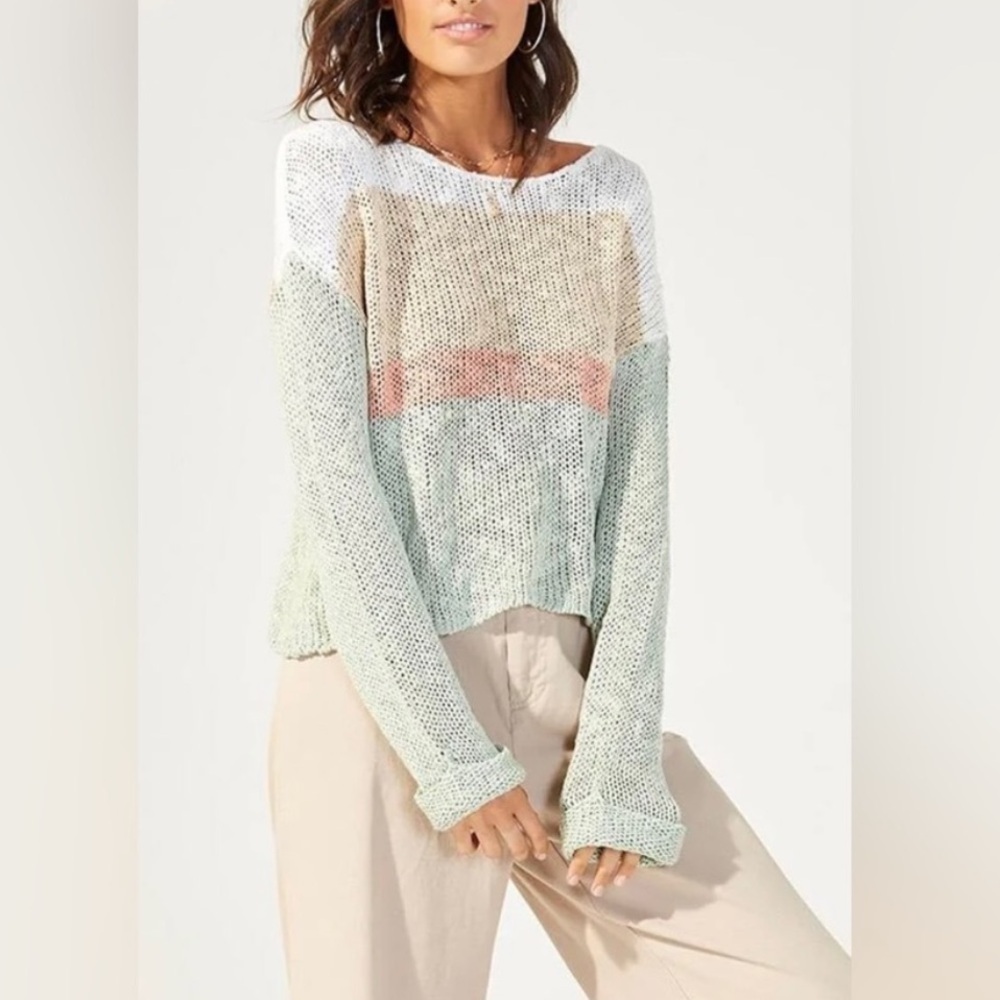 Minkpink Simone Multicolor Striped Colorblock Knit Sweater Small Fall Winter